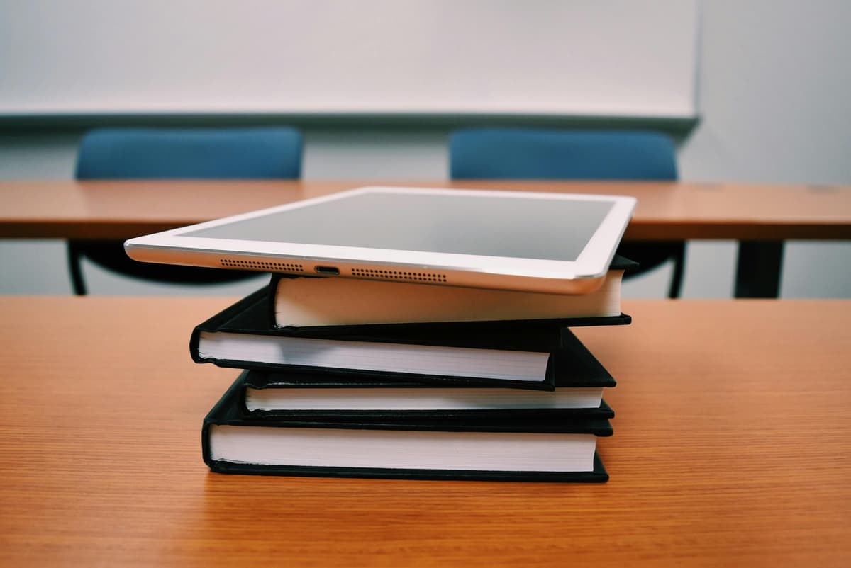 Several books on a table